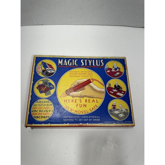 Vintage THE MAGIC STYLUS 1933 Wood burning Tool set in Box Old, Used But Works! - Picture 1 of 9